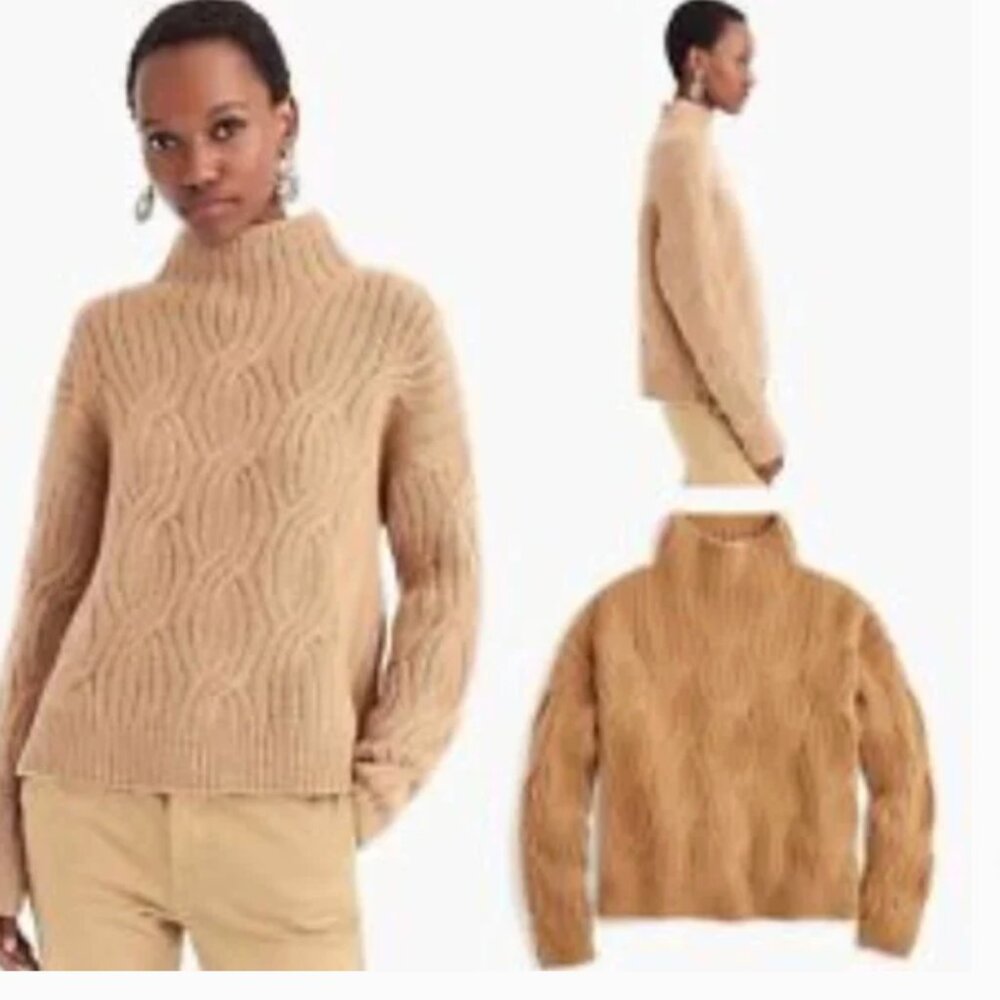 J.Crew Collection cashmere cable-knit turtleneck sweater jumper K2949‎ M - Picture 6 of 7